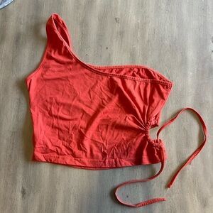 SHEIN Red Asymmetrical Crop Top